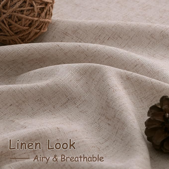 Extra Long Curtains 2 Panels 102 Inches Long for Living Room Oatmeal Back Tab Rod Pocket Light Filtering Semi Sheer Drapes Cotton Linen Textured Window Curtain 102 Inch Length for Bedroom 9 FT