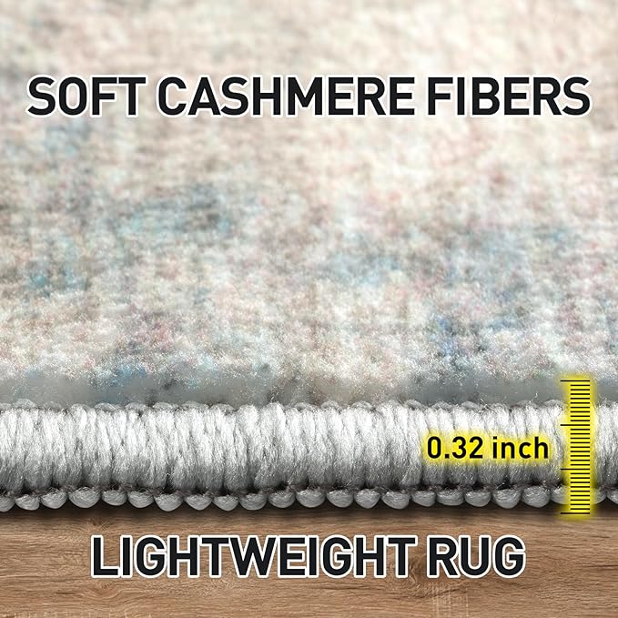 9x12 Area Rugs Washable Rug: Modern Abstract Living Room Rug Soft Anti-Skid Thin Carpet Indoor Floor Non-Shedding Carpets for Bedroom Dining Room Farmhouse Nursery Home Office Multi Color