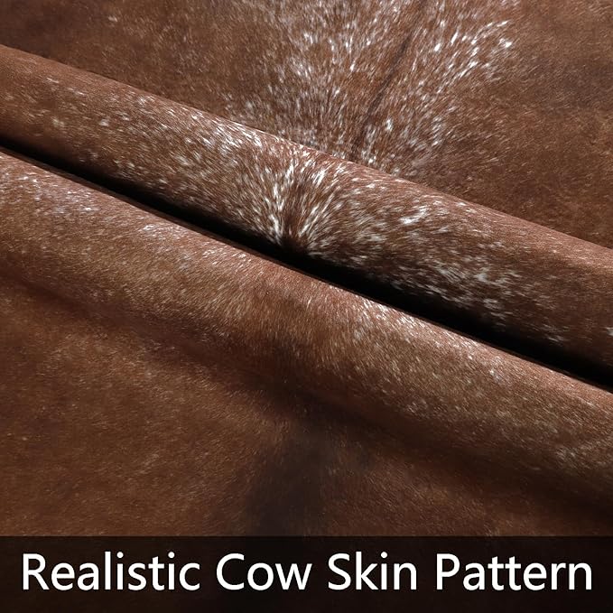 AROGAN Western Decor Faux Fur Cowhide Rug, Large Size Premium Animal Skin Cow Hide Rug, Sturdy Cow Print Rugs for Wall Decor, Western Floor Carpet for Bedroom Living Room, Brown