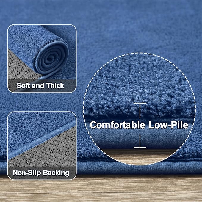 Amearea Modern Area Rugs for Bedroom Living Room, 4x6 Feet Blue Thickened Memory Foam Rug, Fluffy Indoor Washable Rugs Non Slip Minimalist Carpet for Kids Boys Girls Dorm Nursery Room Decor