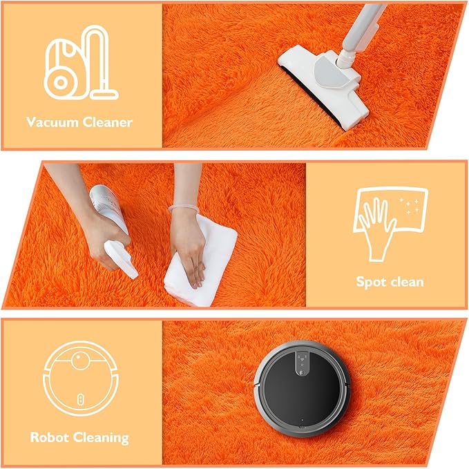 9x12 Fluffy Area Rugs for Living Room,Orange Large Fuzzy Shag Area Rug for Bedroom,Soft Non-Shedding Indoor Plush Carpet for Kids Bedroom Nursery Home Decor