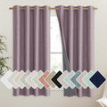 NICETOWN Chaise Mauve Vintage Linen 100% Blackout Curtains for Living Room, Thermal Insulated Curtains 48" Long, Noise Reducing Window Treatment Drapes for Hall Room, 52" Wide Per Panel, Set of 2