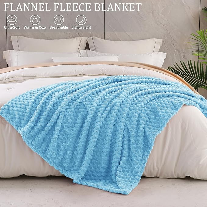 Exclusivo Mezcla Fleece King Blanket for Bed, Extra Large Fuzzy Blue Bed Blankets, Soft Cozy Plush Sofa Throws for All Seasons, 90x104 Inches