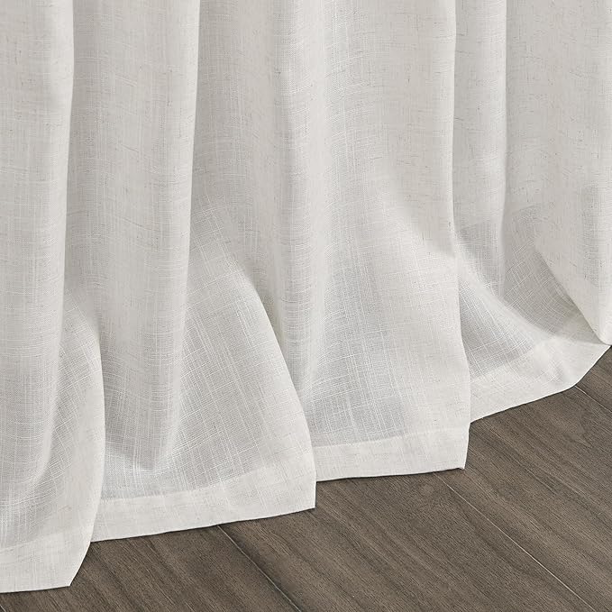 Nanspring Natural Linen Curtains for Living Room 126 Inches Long Back Tab Light Filtering Semi Sheer Curtain Rustic Farmhouse Decor Long Floor to Ceiling High Window for Bedroom 52x126, 2 Panels