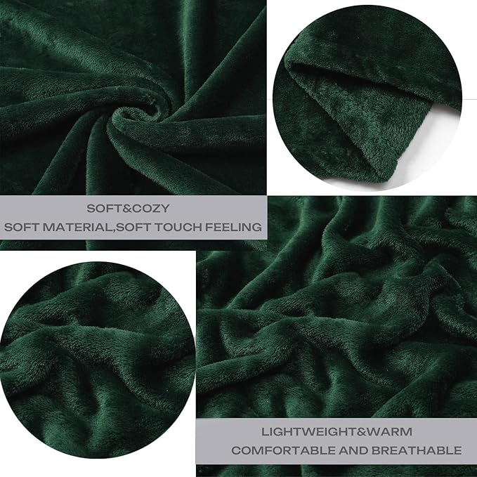 JIAHANNHA Flannel Fleece Blanket Queen Size Green 90 by 90 Inches Blankets for Couch Sofa Bed 280GSM,Super Soft Plush Cozy and Luxury Warm Bed Blanket for All Season