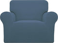 Easy-Going Stretch Oversized Chair Sofa Slipcover 1-Piece Couch Sofa Cover Furniture Protector Soft with Elastic Bottom for Kids Spandex Jacquard Fabric Small Checks Bluestone