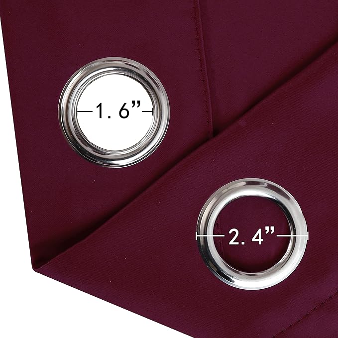 LEMOMO Burgundy Red Thermal Blackout Curtains/42 x 95 Inch/Set of 2 Panels Room Darkening Curtains for Bedroom