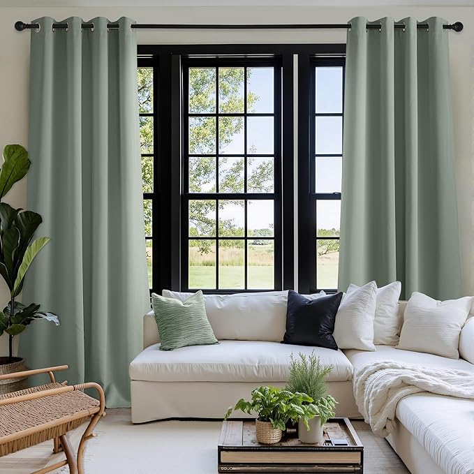 NICETOWN Blackout Curtains Grommet 2 Panels 72 Inches Long, Sage Green