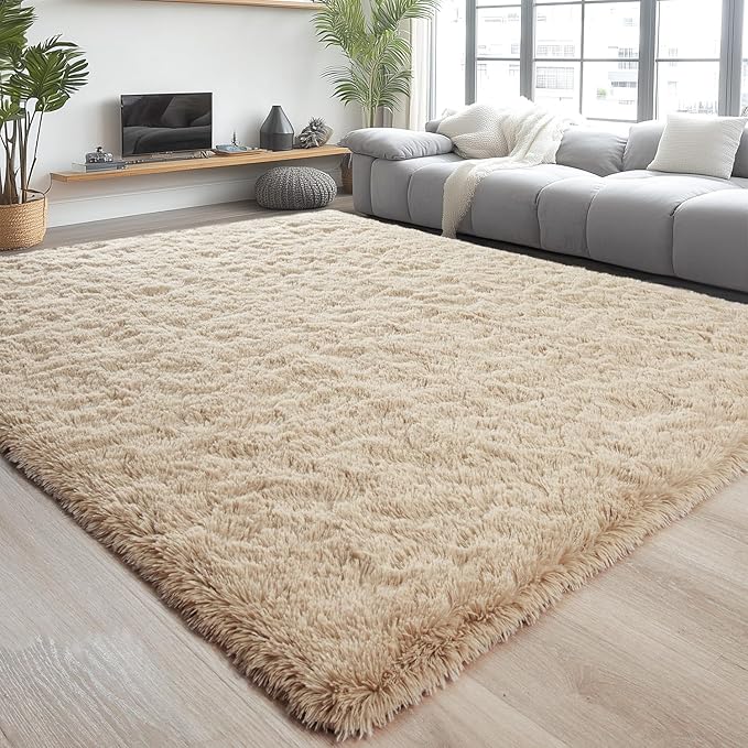 Chicrug Soft Area Rugs for Bedroom Living Room Plush Fluffy Rug 9x12 Feet, Shag Furry Area Rug Carpet Non Shedding for Nursery Children Kids Girls Room Home Decorative, Camel