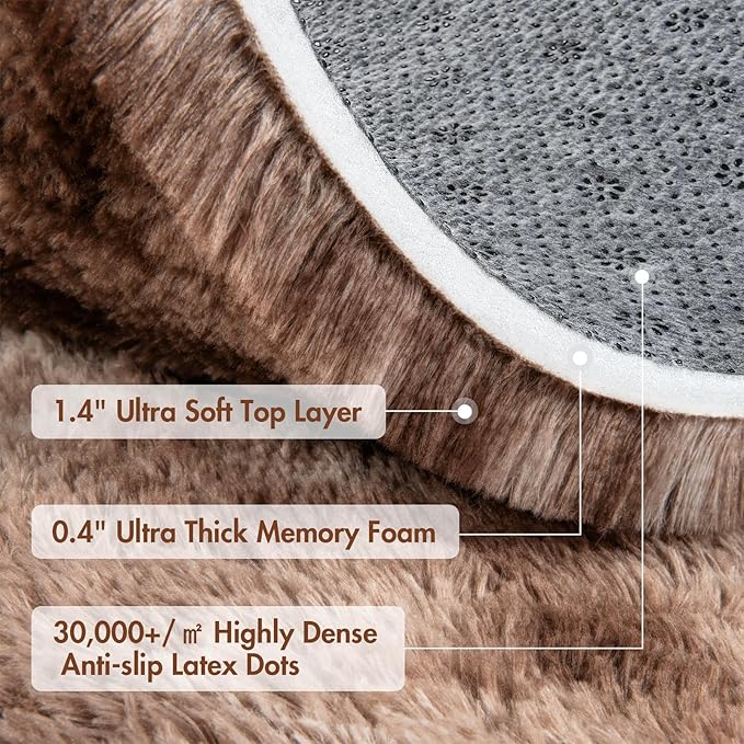 4x6 Ft Shag Brown Area Rug for Bedroom Living Room, Tie-Dyed Ultra Soft Fluffy Furry Rugs for Indoor Floor, Aesthetic Carpet for Kids Home Decor (Coffee)