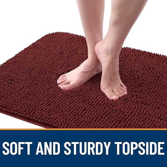 OLANLY Dog Door Mat for Muddy Paws 35x24, Absorbs Moisture and Dirt, Absorbent Non-Slip Washable Doormat, Quick Dry Chenille Mud Mat, Entry Indoor Entryway Carpet for Inside Floor, Caramel Russet