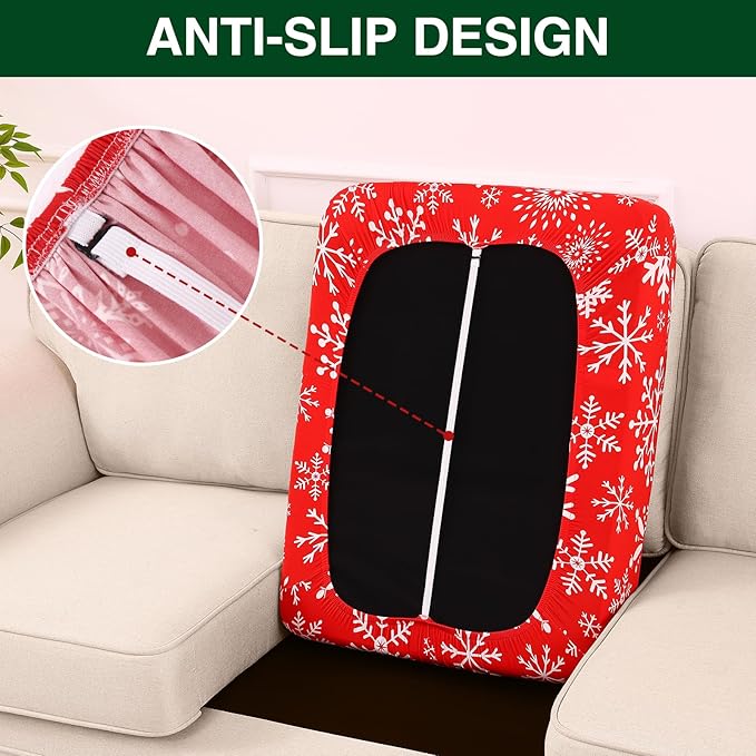 Smiry Printed Couch Cushion Covers, Stretch Soft Couch Covers for Sofa, Washable Non-Slip Sofa Slipcover Furniture Protector for Indoor and Outdoor (1 Pack, Red with White)