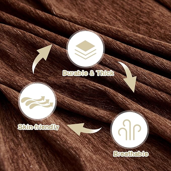 MYSKY HOME Couch Cover for Dogs Washable Couch Covers Couch Covers for Sofa Couch Cover 2 Cushion Sofa Non Slip Dogs Furniture Protector with Tassels Chenille Sofa Covers for Pets, 71"x102", Chocolate