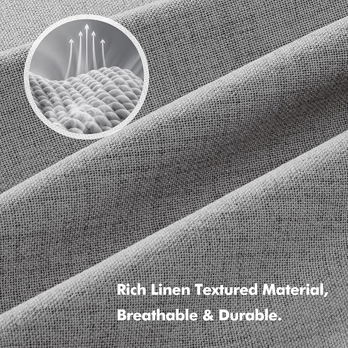 MIULEE 100% Blackout Linen Curtains for Bedroom, Glacier Gray Solid Luxury Decor Thermal Insulation Room Darkening Drapes for Living Room Nursery Back Tab Rod Pocket 42 x 72 Inches, 2 Panels