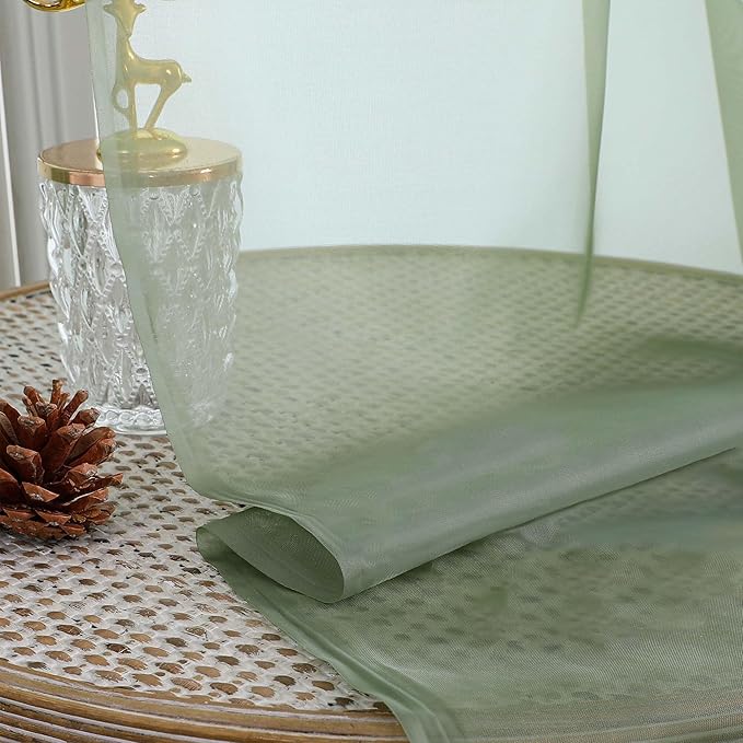 OVZME Sage Green Sheer Curtains 120 Inches Long 2 Panels Set, 59 Inch Extra Wide Soft Airy Lightweight Sheer Curtains for Living Room, Farmhouse Voile Filmy Rod Pocket Drapes, 59Wx120L Inches