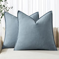 MIULEE Decorative Linen Euro Sham Pillow Covers 24x24 Blue Grey Boho Farmhouse Neutral Couch Throw Pillows for Bed Pack of 2 Accent Coastal Modern Pillowcase Summer Sofa Livingroom Home Decor