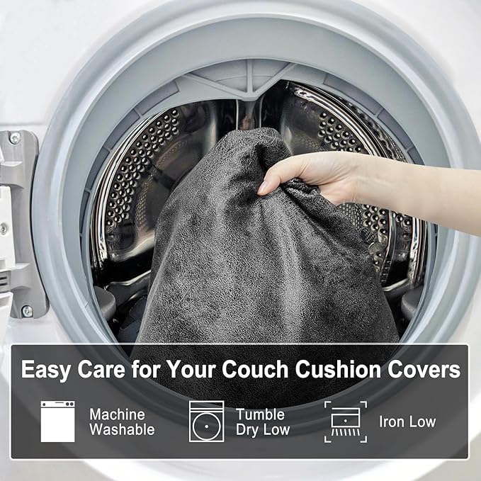 Leather Look Couch Cushion Covers Sofa Seat Slipcovers Sets Couches Furniture Protector for Sectional Armchair Loveseat Pets Kids Stretch Spandex Fabric (1 Cushion Loveseat, Dark Grey)