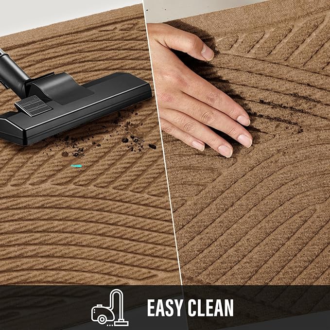 HIYARD Sturdy Front Door Mat, Absorbent Muddy Dirt Resist Welcome Door Mats Outdoor Indoor, Stain and Fade Resistant, Non-Slip Backing Entry Mat Low Profile Doormat for Entryway, 29×17, Brown