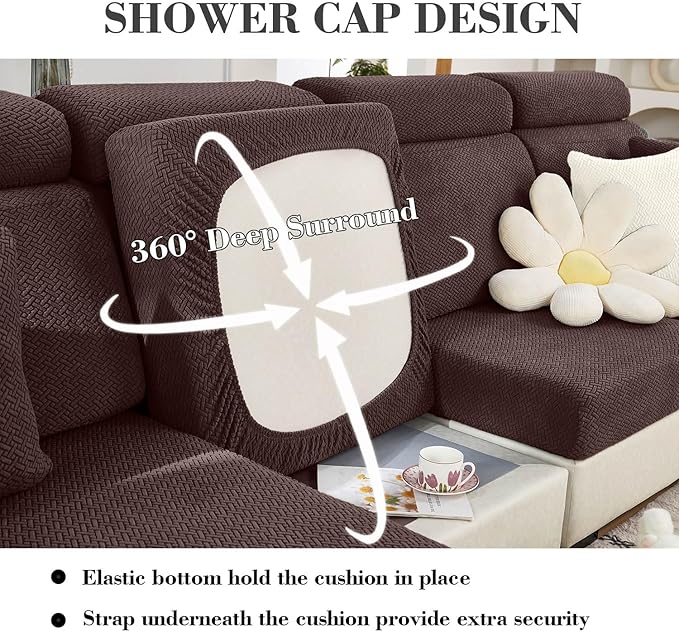 Sofa Covers Couch Covers for Sofa Pet Friendly Couch Cushion Covers Universal Sofa Covers Washable Stretch Slipcovers for Sectional Sofa (Texture Brown, Back Cover M)