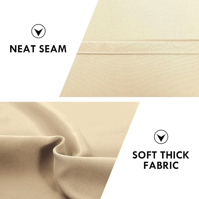 DWCN Blackout Curtains for Bedroom – Rod Pocket Thermal Insulated Noise Reducing Noise Reducing Drapes for Living Room, W 60 x L 63 Inch, 2 Panels, Beige