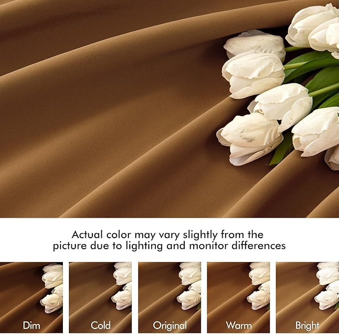 MIULEE Golden Brown Back Tab Blackout Curtains 72 Inches Long 2 Panels Set for Living Room Bedroom Privacy, Rod Pocket/Pinch Pleat Thermal Insulated Room Darkening Pleated Light Blocking Drapes