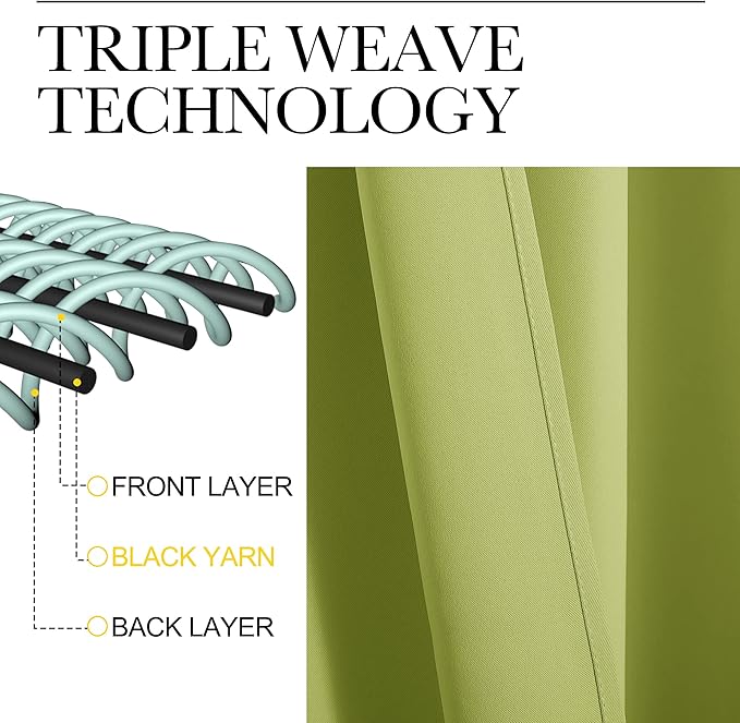 NICETOWN Fresh Green Blackout Curtains 90 inches Length for Living Room, 2 Panels, 55" Wide, Thermal Insulated Long Drapes for Large Window