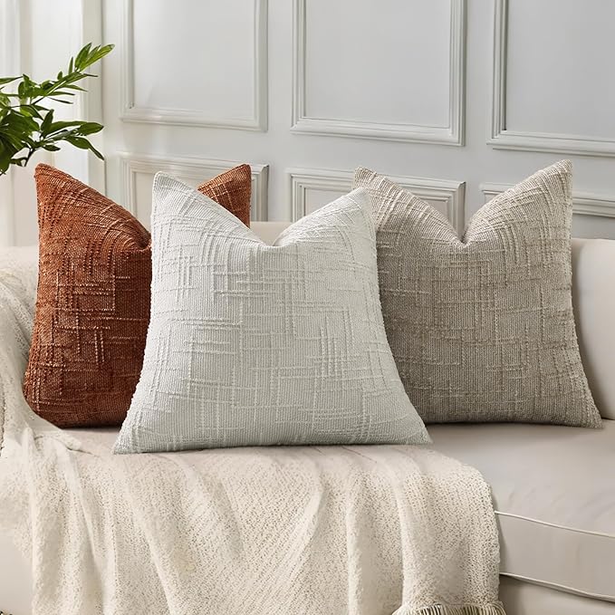 decorUhome Light Grey Chenille Euro Sham Throw Pillow Covers 22x22 Set of 2 Textured Soft Cozy Slubby Couch Pillow Covers Modern Farmhouse Boho Decorative Pillow Cases for Bed Sofa Living Room
