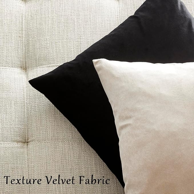 GIGIZAZA 22x22 Beige Pillow Covers: Pack of 2 Champagne Vintage Throw Pillows Super Soft Velvet Covers - Decorative Elegant Square Big Solid Cushion Covers Used for Couch,Living Room,Bedroom