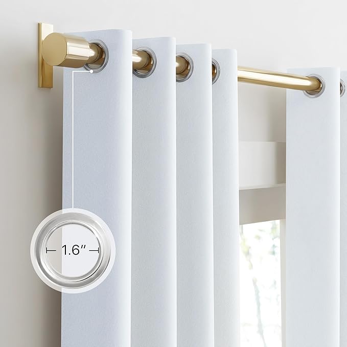 NICETOWN Farmhouse 100% Blackout Linen Curtains for Bedroom, Off White, W52, 2 Pieces, Noise Reducing Textured Linen Look 95 inch Length Curtains for Living Room