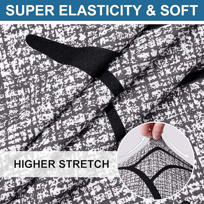 Smiry Printed Couch Cushion Covers, Stretch Soft Couch Covers for Sofa, Washable Non-Slip Sofa Slipcover Furniture Protector for Indoor and Outdoor (Large, Grey and Black)