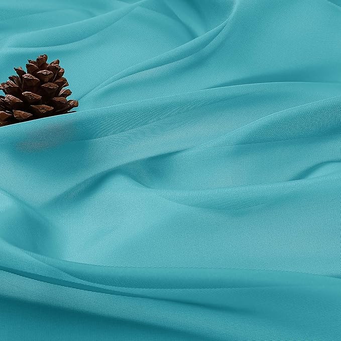 OVZME Turquoise Sheer Curtains 72 Inches Long 2 Panels Set, Light Filtering Sheer Curtains for Living Room Bedroom 59 Inch Extra Wide, Modern Voile Filmy Rod Pocket Window Drapes, 59Wx72L Inches