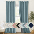 NICETOWN 100% Absolutely Blackout Linen Curtains with Thermal Insulated White Liner, Skylark Blue, 52" Wide, 108" Length Energy Saving Curtains for Living Room 2 Panels Set, Vertical Blinds