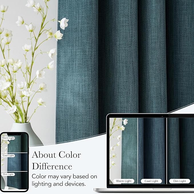 NICETOWN Greyish Blue Blackout Curtains 84 inches Long for Living Room - Privacy Panels for Bedroom, Modern Farmhouse Style Easy Care Grommet Top, 2 Panels, W52 by L84