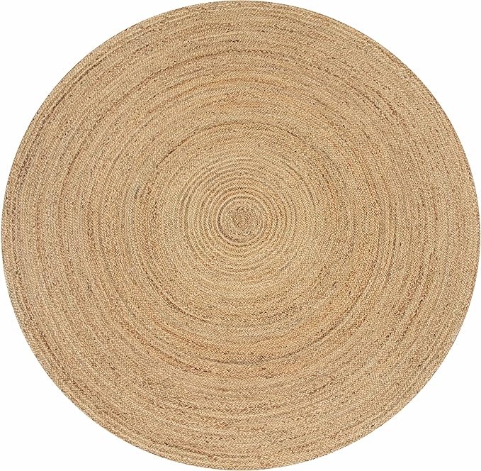 Hausattire Hand Woven Jute Braided Rug, 3’ Round – Natural, Reversible Boho Entry Area Rugs for Kitchen, Living Room I Farmhouse Decorative Floor Rug, 3 Feet Round