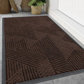 Smiry Front Door Mat Outside Entrance, Heavy Duty Sturdy Natural Rubber Doormat, Trap Dirt and Moisture, Easy Clean Low Profile Welcome Floor Mats for Indoor Outdoor Entry, 71x23 Inch, Dark Brown