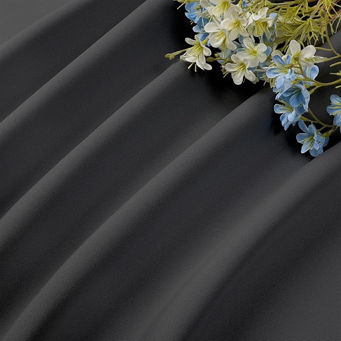 CUCRAF Dark Grey Blackout Curtains 84 inch Length 2 Panels Set, Rod Pocket Room Darkening Drapes for Bedroom Living Room, Insulated Thermal Light Blocking Window Curtain (W52 x L84 Inch)