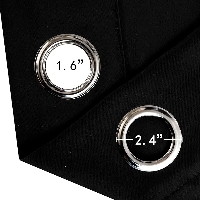 LEMOMO Black Thermal Blackout Curtains/38 x 63 Inch/Set of 2 Panels Room Darkening Curtains for Bedroom