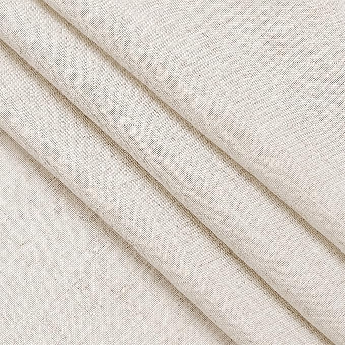 Nanspring Tan Beige Linen Curtains 95 inch Length for Living Room 2 Panel Set Burlap Textured Semi Sheer Linen Drapes Rustic Country Window Treatment Farmhouse Drop Cloth Curtain for Dinning Room