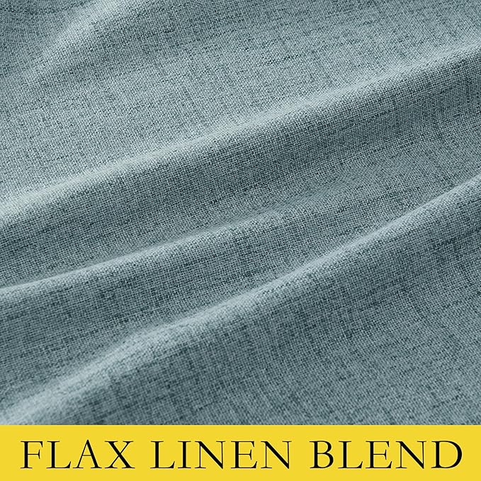 NICETOWN 100% Absolutely Blackout Linen Curtains with Thermal Insulated White Liner, Skylark Blue, 52" Wide, 108" Length Energy Saving Curtains for Living Room 2 Panels Set, Vertical Blinds