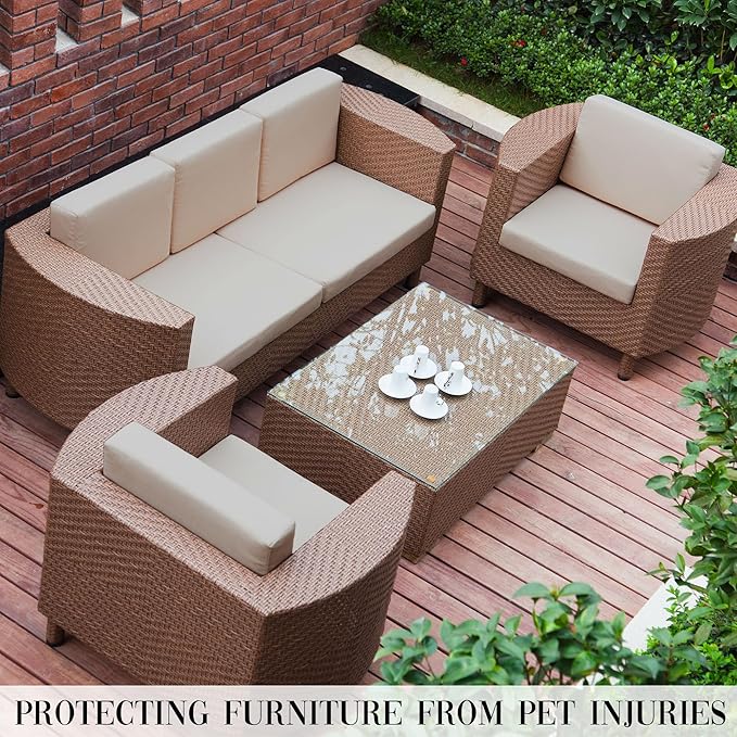 Outdoor Cushion Covers Set,14PCS Patio Furniture Couch Seat Slipcovers, Replacement for Sofa Sectional Chair(Cover，Only)