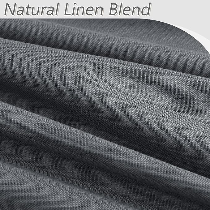 Guken 100% Blackout Curtains 96 Inch Length 2 Panels Set for Living Room Bedroom Back Tab Thermal Insulated Black Out Linen Drapes Room Darkening Blazer Grey,52x96