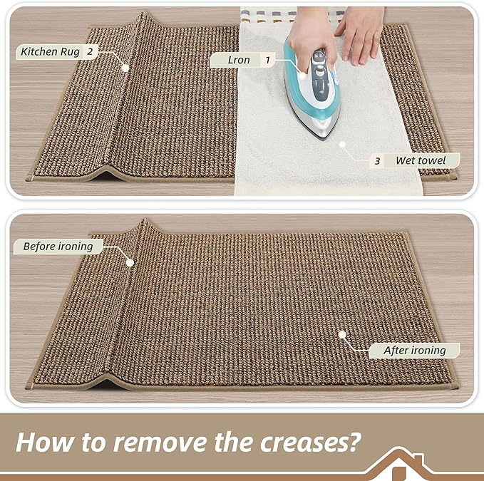 BEQHAUSE Kitchen Rugs and Mats 2PCS, Non-Slip Kitchen Mats for Floor, Absorbent and Stain Resistant Kitchen Runner, Machine Washable Rugs for Kitchen, Laundry & Sink, 24"x36"+24"x60", Taupe