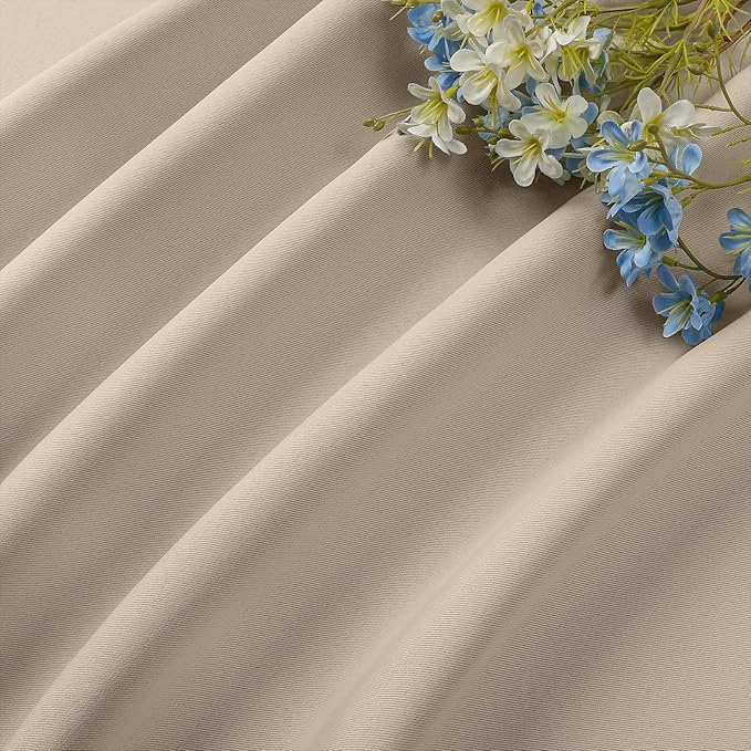 CUCRAF Light Beige Blackout Curtains 72 inch Length 2 Panels Set, Rod Pocket Room Darkening Drapes for Bedroom Living Room, Insulated Thermal Light Blocking Window Curtain (W52 x L72 Inch)