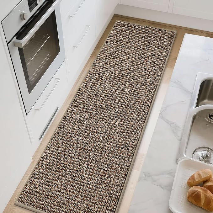 BEQHAUSE Kitchen Runner Rugs 24"x60", Non-Slip Kitchen Mats for Floor, Super Absorbent and Stain Resistant Kitchen Rug, Machine Washable Rugs for Kitchen, Hallway, Laundry & Sink, Taupe
