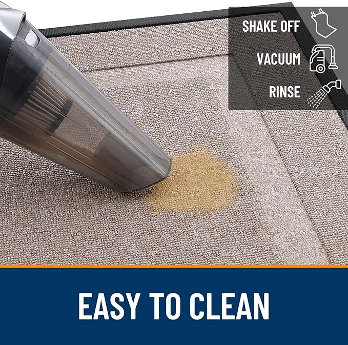 OLANLY Front Door Mat Indoor Outdoor Entrance, Waterproof All-Season, All-Weather Doormat, Sturdy Natural Rubber, Low Profile, Easy Clean Patio Porch Entryway Mat, 35x23, Camel