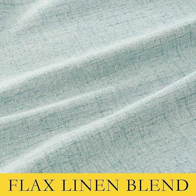 NICETOWN 100% Absolutely Blackout Linen Curtains with Thermal Insulated White Liner, Seafoam Green, 52 inches Wide, 84 inches Length Energy Saving Drapes for Living Room 2 Panels Set, Vertical Blinds