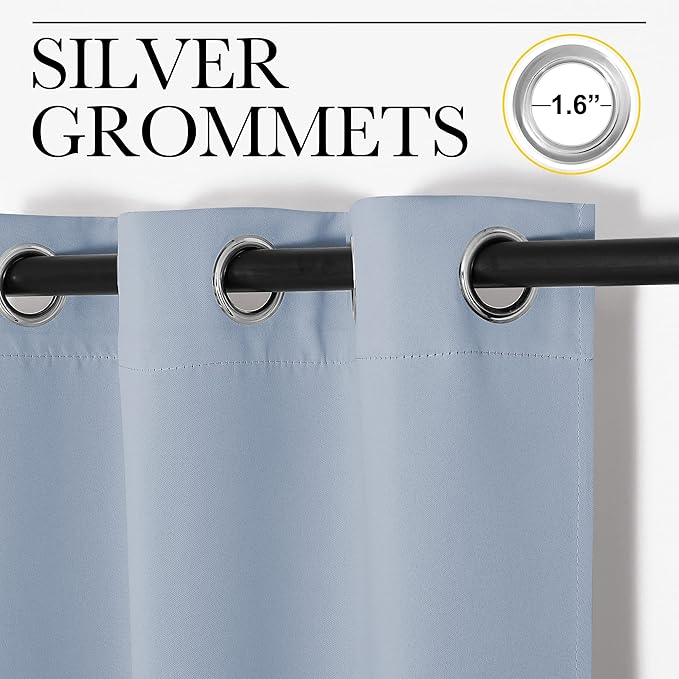 NICETOWN Blackout Draperies Curtains for Kids Room, Vintage Blue, Set of 2, 70 by 84 inches, Window Treatment Thermal Insulated Solid Grommet Blackout Drape Panels for Bedroom