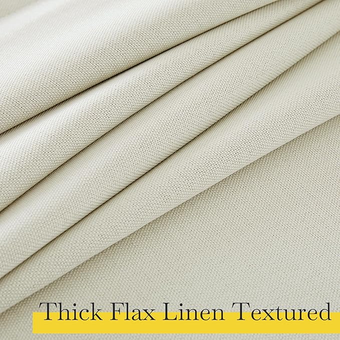 NICETOWN Faux Linen 100% Blackout 108 inch Curtains for Bedroom, Silver Grommet 2 Layers with White Liner Window Treatments Sound Reducing Drapes for Living Room, Natural, W52 x L108, 2 Panels