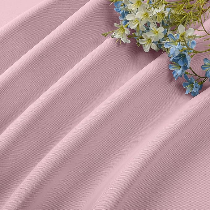 CUCRAF Light Pink Blackout Curtains 63 inch Length 2 Panels Set, Rod Pocket Room Darkening Drapes for Bedroom Living Room, Insulated Thermal Light Blocking Window Curtain (W52 x L63 Inch)