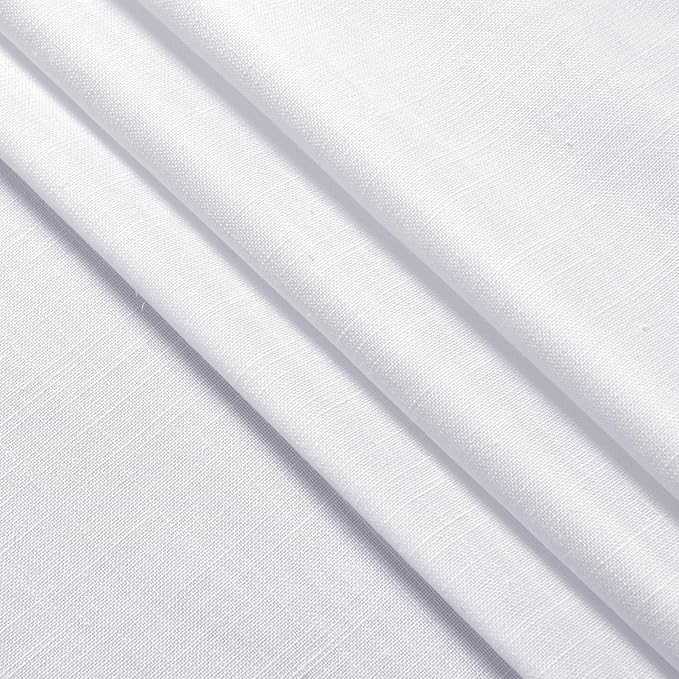 Nanspring Snow White Linen Curtains 96 Inches Long for Living Room Light Filtering Semi Sheer Curtain Back Tab Luxury Neutral Coastal Modern Farmhouse Decor Drapes for Bedroom Office 52x96, 2 Panels